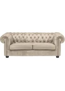 Landscape Chesterfield-Sofa , Creme , Textil , Kiefer , vollmassiv , Füllung: Polyetherschaumkern , 206x76.5x96 cm , Fsc, Made in Eu , Typenauswahl, Lederauswahl, Stoffauswahl, Rücken echt , Wohnzimmer, Sofas & Couches, Sofas, Textilsofas