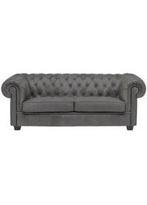 Landscape Chesterfield-Sofa , Grau , Textil , Kiefer , vollmassiv , Füllung: Polyetherschaumkern , 206x76.5x96 cm , Fsc, Made in Eu , Typenauswahl, Lederauswahl, Stoffauswahl, Rücken echt , Wohnzimmer, Sofas & Couches, Sofas, Textilsofas
