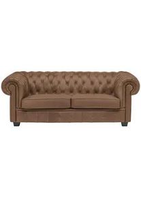 Landscape Chesterfield-Sofa , Braun , Textil , Kiefer , vollmassiv , Füllung: Polyetherschaumkern , 206x76.5x96 cm , Fsc, Made in Eu , Typenauswahl, Lederauswahl, Stoffauswahl, Rücken echt , Wohnzimmer, Sofas & Couches, Sofas, Textilsofas