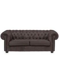 Landscape Chesterfield-Sofa , Dunkelbraun , Textil , Kiefer , vollmassiv , Füllung: Polyetherschaumkern , 206x76.5x96 cm , Fsc, Made in Eu , Typenauswahl, Lederauswahl, Stoffauswahl, Rücken echt , Wohnzimmer, Sofas & Couches, Sofas, Textilsofas
