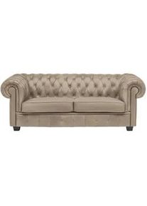 Landscape Chesterfield-Sofa , Beige , Textil , Kiefer , vollmassiv , Füllung: Polyetherschaumkern , 206x76.5x96 cm , Fsc, Made in Eu , Typenauswahl, Lederauswahl, Stoffauswahl, Rücken echt , Wohnzimmer, Sofas & Couches, Sofas, Textilsofas