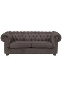 Landscape Chesterfield-Sofa , Graubraun , Textil , Kiefer , vollmassiv , Füllung: Polyetherschaumkern , 206x76.5x96 cm , Fsc, Made in Eu , Typenauswahl, Lederauswahl, Stoffauswahl, Rücken echt , Wohnzimmer, Sofas & Couches, Sofas, Textilsofas