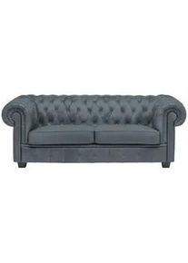 Landscape Chesterfield-Sofa , Graublau , Textil , Kiefer , vollmassiv , Füllung: Polyetherschaumkern , 206x76.5x96 cm , Fsc, Made in Eu , Typenauswahl, Lederauswahl, Stoffauswahl, Rücken echt , Wohnzimmer, Sofas & Couches, Sofas, Textilsofas