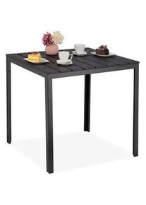 Relaxdays Gartentisch , Schwarz , Kunststoff, Metall , 78x74x78 cm , Gartenmöbel, Gartentische, Gartentische