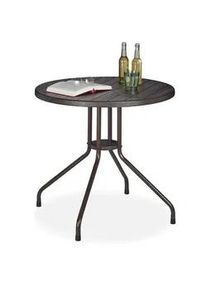 Relaxdays Gartentisch , Braun , Kunststoff, Metall , 80x75x80 cm , Gartenmöbel, Gartentische, Gartentische
