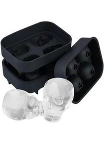 Relaxdays 2Xtotenkopf-Eiswürfelform , Schwarz , Kunststoff , 8.5x4.5x11.5 cm , Essen & Trinken, Barausstattung