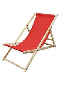 ECD Germany ECD-Germany Liegestuhl samt Rot , Holz , 52x83x117 cm , Gartenmöbel, Gartenliegen