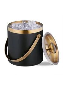 Relaxdays Eiswürfelbehälter , Schwarz , Metall, Kunststoff , 17 cm , Essen & Trinken, Barausstattung