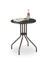 Relaxdays Gartentisch , Dunkelbraun , Kunststoff, Metall , 60x74x60 cm , Gartenmöbel, Gartentische, Gartentische