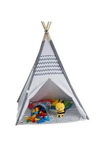 Relaxdays Tipizelt , Grau , Textil, Holz , 120x120 cm , Spielzeug, Kinderzelte