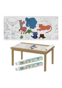 Relaxdays 2Xausmaltischdecke , Multicolor , Papier , Tiere , 38x4x4 cm , unisex , Spielzeug, Kinderspielzeug, Malen & Basteln