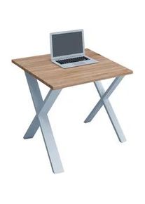 Vcm Mid.you Schreibtisch , Weiß, Sonoma Eiche , Holzwerkstoff , rechteckig , X-Form , 80x76x80 cm , in verschiedenen Holz-Dekoren erhältlich , Büromöbel, Schreibtische, Schreibtische