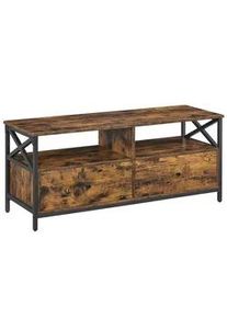 VASAGLE Mid.you Tv-Element , Braun, Schwarz , Metall , 2 Fächer , 2 Schubladen , 120x50x40 cm , Babymöbel & Kindermöbel, Kinderzimmer & Jugendzimmer, Phonomöbel