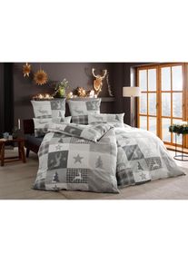 Home Affaire, Bettw&auml;sche &raquo;Nicholas&laquo; 2 tlg. Weihnachtsbettw&auml;sche, Winter, in 3 Qualit&auml;ten verf&uuml;gbar, grau, Biber, Obermaterial: 100% Baumwolle, B/L: 