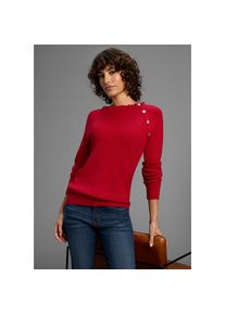 Laura Scott, Damen, Strickpullover kuscheliger Winterstrick mit Kragen und Kn&ouml;pfen - NEUE KOLLEKTION, rot m&eacute;lange, 40, rot m&eacute;lange, Strickpullover in 