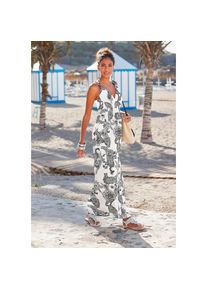 Lascana , Damen , Maxikleid mit verstellbarem Ausschnitt im Alloverdruck, Sommerkleid, Strandkleid , schwarz-weiß-bedruckt , N-Gr , 36 -N-Gr , 36 ,...