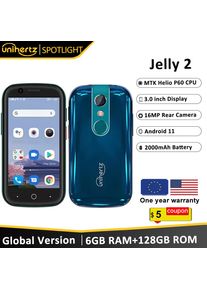 Unihertz Jelly 2 4 inch Mini Smartphone Android 11 Helio P60 Octa Core Unlocked 6GB 128GB NFC Cellphone 16MP Infrared Phone