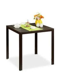 Relaxdays Gartentisch , Braun , Kunststoff, Metall , 77.5x74.5x77.5 cm , Gartenmöbel, Gartentische, Gartentische