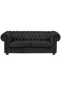 Landscape Chesterfield-Sofa , Schwarz , Textil , Kiefer , vollmassiv , Füllung: Polyetherschaumkern , 206x76.5x96 cm , Fsc, Made in Eu , Typenauswahl, Lederauswahl, Stoffauswahl, Rücken echt , Wohnzimmer, Sofas & Couches, Sofas, Textilsofas