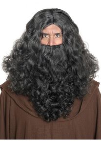 maskworld Parrucca e barba da nano grigio-nero