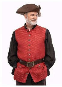 Gilet pirate aspect velours - James Hook, rouge