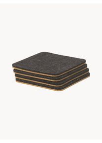 Oakywood Podkładka z wełny merino i korka Felt & Cork, 4 szt. Szary D 10 x S 10 cm