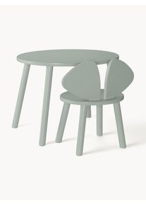 NOFRED Komplet stolika dziecięcego z krzesłem z drewna brzozowego Mouse, 2 elem. Zielony Drewno Komplet z różnymi rozmiarami
