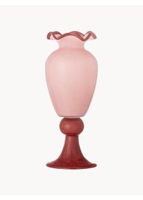 Bloomingville Mundbl&aelig;st Vase Frills R&oslash;d, Rosa Glas &Oslash; 14 x H 34 cm