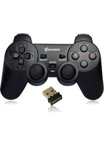 Vakoss Gamepad Bezprzewodowy USB Z Funkcją Dual Shock Pc/Ps3 Tryb Cyfrowy I Analogowy Gp-4705bk (PC, PS3), Gaming Controller, Schwarz