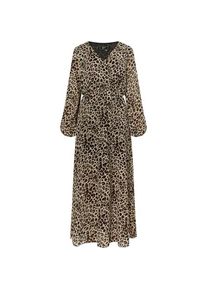 Swirlie, Damen, Kleider, Maxikleid mit Leopardenprint und Wickeloptik, Beige, (M)
