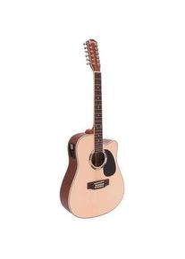 Dimavery DR-612 Westerngitarre 12-saitig, natur (Westerngitarre), Gitarre, Braun