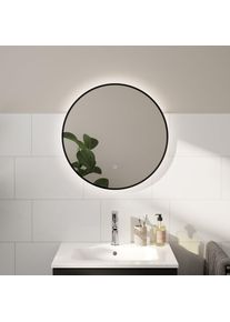 evineo ineo Miroir éclairé Ø 60 cm avec éclairage indirect et cadre contrastant noir mat, BEA080MI,
