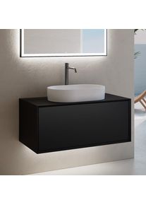 neoro n60 Meuble bas l: 100 cm, 1 tiroir, vasque blanche mate,, BN0928WM+BN0756BM,