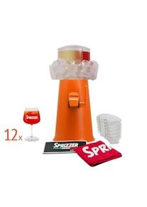 Kit completo Sprizzer Arancio con macchina elegante in metallo, 12 bicchieri in vetro, sacca rossa in tessuto, 6 vaschette durevoli SPRIZZER