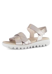 Gabor, Damen, Riemchensandale , Sommerschuh, Keilsandalette, Bequemschuh mit Klettverschluss, goldfarben, 36, goldfarben, Bequeme Sandale mit Best 