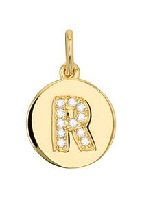 Amor , Damen,Jugendliche , Buchstabenanhänger »A-Z« () mit Zirkonia (synth.) , gelbgoldfarben-kristallweiß + kristallweiß , Damen Motivanhänger...