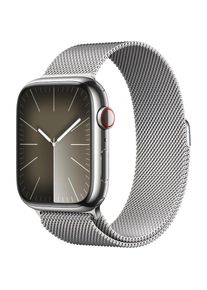Apple , Smartwatch »Watch Series 9 Edelstahl« (4,5 cm / 1,77 ′′) Watch OS 10;EKG;Blutsauerstoff App;Herzfrequenz , Silber