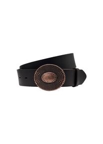 Rettungsring G&uuml;rtel, Damen, Lederg&uuml;rtel mit gemusterter Schlie&szlig;e in kupferfarben, Dunkelbraun, Dunkelbraun, Hochwertiges Vollrindleder aus Italien 4cm