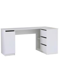 Mid.you Eckschreibtisch , Weiß , Holzwerkstoff , 3 Schubladen , rechteckig , eckig , 154x77x84.5 cm , Stauraum , Büromöbel, Schreibtische,