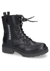 Dockers by Gerli , Schnürstiefel Biker Boots, Plateau Stiefel mit modischem Textilband , schwarz , 40 , 40 , Schnürstiefel mit coolem...