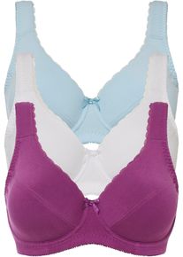 Beugel bh (set van 3) met katoen - paars - maat 75D - met katoen - bonprix