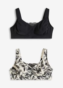 Bh zonder beugels (set van 2) met biologisch katoen - zwart - maat 75C - met katoen - bonprix