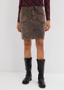 Korte corduroy rok in washed out look - bruin - maat 44 - met katoen - bonprix