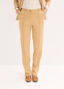 Jersey broek met biezen - beige - maat 40/42 (M) - 100% katoen - bonprix