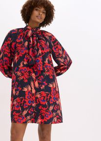 Jurk met strikkraag - blauw - maat 50 - bonprix