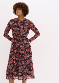 Midi jurk van zachte mesh - zwart - maat 44/46 (L) - bonprix