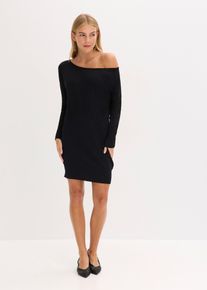 One-shoulder gebreide jurk - zwart - maat 40/42 (M) - bonprix