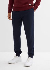 Joggingbroek met geribde boorden aan de onderrand - blauw - maat 60/62 (XXL) - met katoen - bonprix