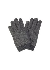 BOSS , Strickhandschuhe »Kalsper« mit Labelaufnäher aus Leder , Medium Grey 030