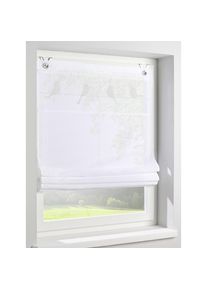 Kutti , Raffrollo »Gravelot« mit Hakenaufhängung ohne Bohren freihängend Applikationen mit niedlichen Vögeln , weiß , Obermaterial: 65% Baumwolle,...